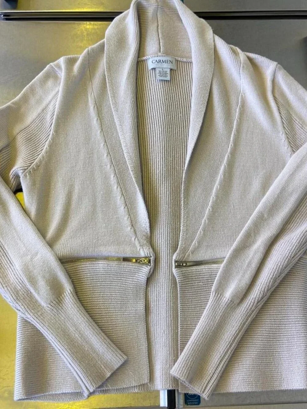 Carmen Marc Valvo Women's Cream Cardigan